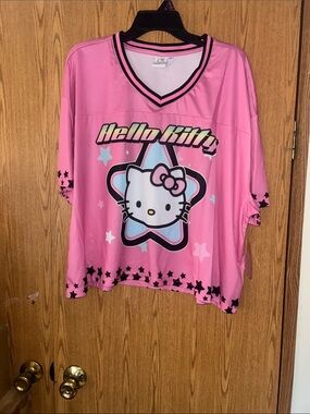Hello Kitty Pink V-Neck Graphic Jersey Top